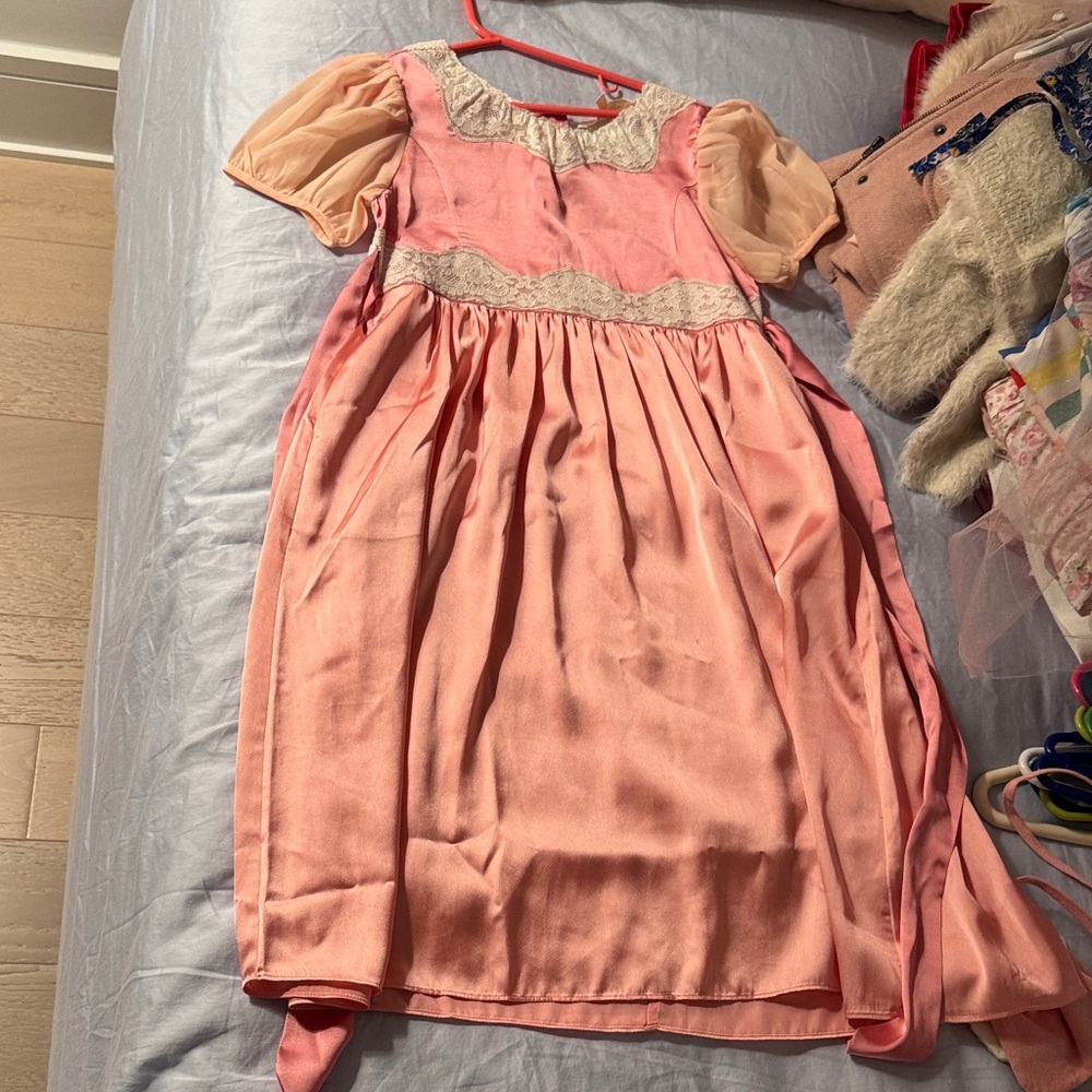 LoveShackFancy Pink and Cream Kids Dress
